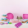 Fackelmann Juego de 4 moldes Tasty Pâtisserie, 23 a 38 cm, Fucsia