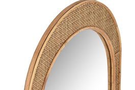 DKD Home Decor Espejo Estilo Scandi Ratán y Cristal Natural 2 x 77 x 51.5 cm