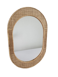 DKD Home Decor Espejo Estilo Scandi Ratán y Cristal Natural 2 x 77 x 51.5 cm