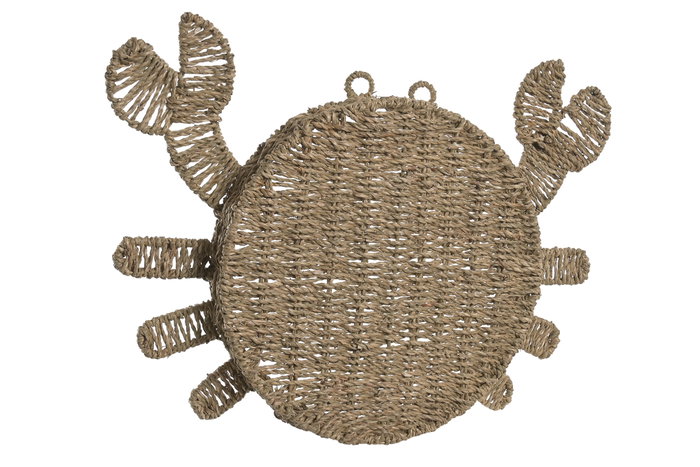 DKD Home Decor Decoración de pared Seagrass y Metal Cangrejo
