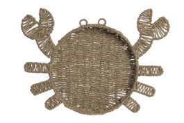 DKD Home Decor Decoración de pared Seagrass y Metal Cangrejo