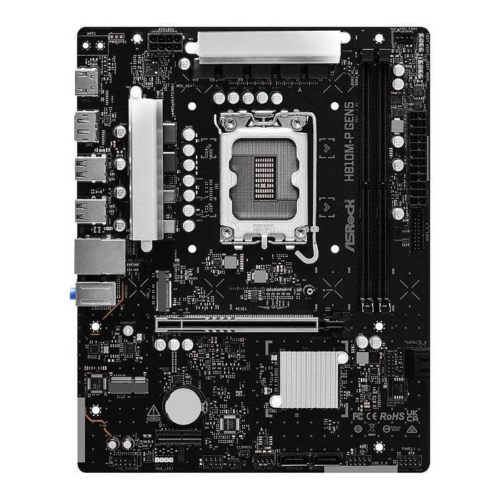 ASRock Placa Base H810M-P Gen5 - Chipset Intel H810, Socket LGA 1851 para Intel Core Ultra Series 2, DDR5 hasta 128 GB, micro ATX, 90-MXBUE0-A0UAYZ ASRock Placa Base H810M-P Gen5 - Chipset Intel H810, Socket LGA 1851 para Intel Core Ultra Series 2, DDR5 hasta 128 GB, micro ATX, 90-MXBUE0-A0UAYZ