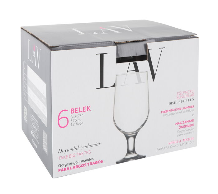 Lav Set 6 Copas Cerveza 375 cc Ø7x17 cm (4 Cajas)