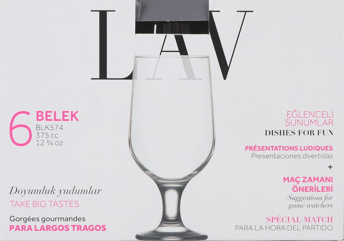 Lav Set 6 Copas Cerveza 375 cc Ø7x17 cm (4 Cajas)