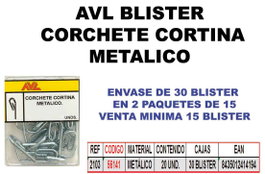 AVL Blíster Corchete Cortina Metálico 2103