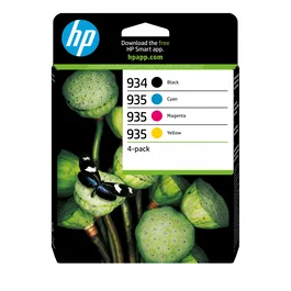 HP Paquete de 4 Cartuchos de Tinta Original 934/935 Negro, Cian, Magenta y Amarillo