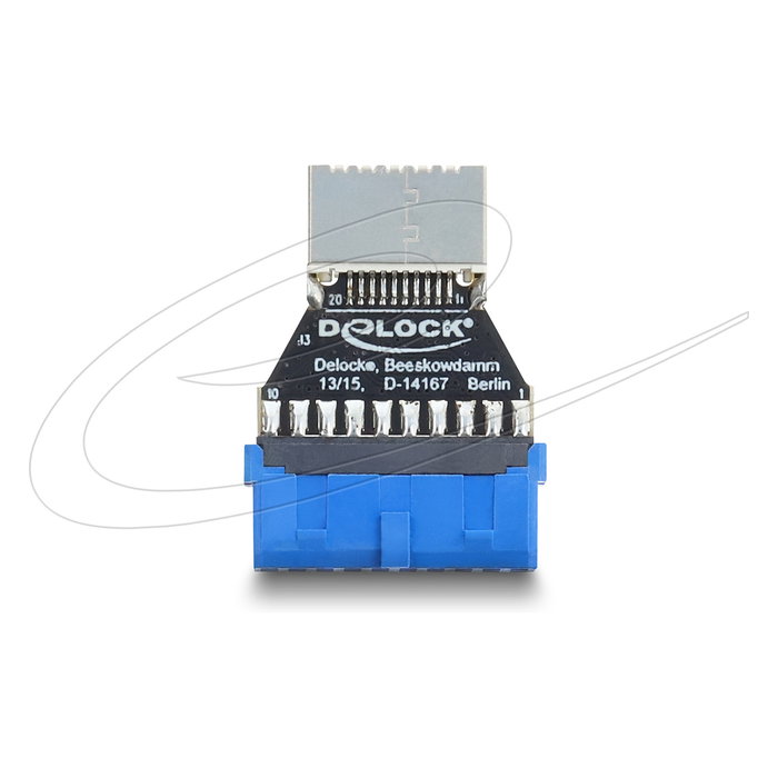 DeLOCK Adaptador USB 5 Gbps de 20 pines a Tipo-E, Azul DeLOCK Adaptador USB 5 Gbps de 20 pines a Tipo-E, Azul