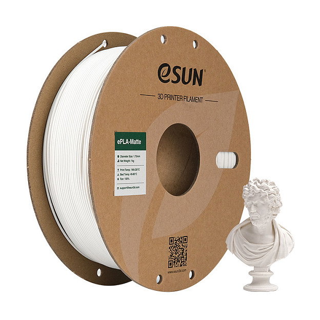 eSUN Filamento EPLA-MATTE PLA 1.75mm Blanco Lechoso Milky White 1kg - Compatible con Bambu Lab, Voron, Prusa, Creality