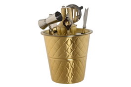 DKD Home Decor Set de Coctelería de 7 Piezas en Acero Inoxidable Mate Dorado