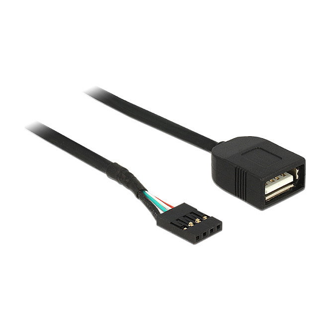 DeLOCK 83825 Cable USB Pin Header Hembra a USB 2.0 Tipo-A Hembra, 0,4 m, Negro