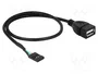 DeLOCK 83825 Cable USB Pin Header Hembra a USB 2.0 Tipo-A Hembra, 0,4 m, Negro