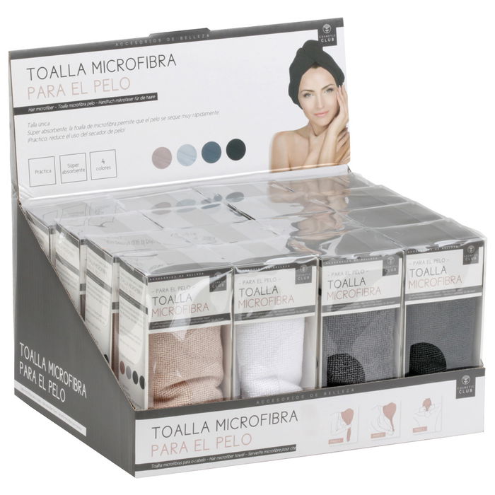 Cosmetic Club Toalla Cabello Microfibra Absorbente Secado Rápido Compacta Colores Surtidos 51x21 cm