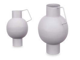 GIFTDECOR Jarron Acero Abombado Gris Pastel 15x23x13 cm (Set de 6)