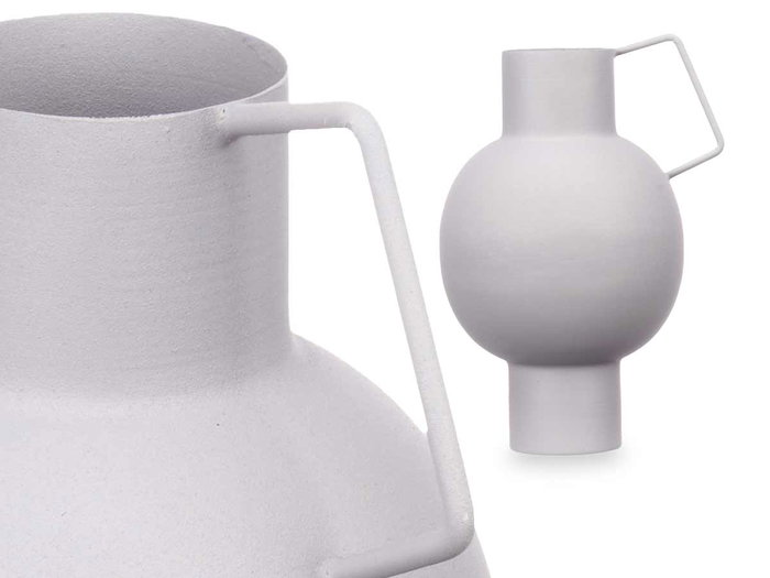 GIFTDECOR Jarron Acero Abombado Gris Pastel 15x23x13 cm (Set de 6)