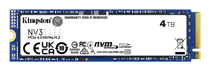 Kingston NV3 4 TB M.2 2280 NVMe SSD PCIe 4.0 Kingston NV3 4 TB M.2 2280 NVMe SSD PCIe 4.0