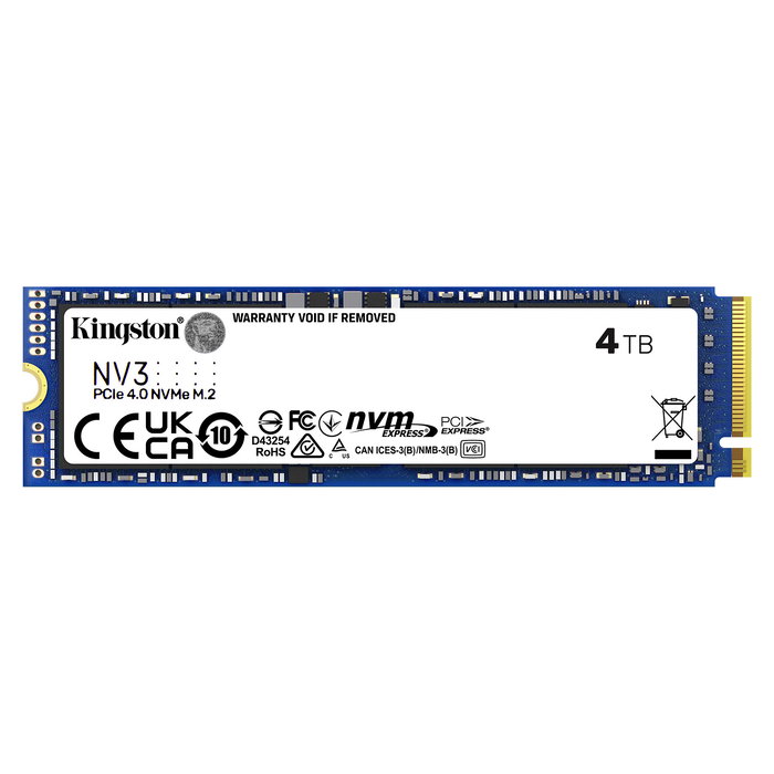 Kingston NV3 M.2 4TB NVMe PCIe 4.0 x4 SSD 6000 MB/s Lectura 5000 MB/s Escritura para PC y Portátil