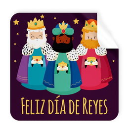 Etiquetas Regalo Adh. Rollo 250 Uds. Cuadradas 40X40 Navidad Feliz Dia De Reyes