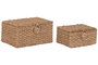DKD Home Decor Cesta Natural de Jacinto de Agua y Esparto, 33 x 41.5 x 22 cm, Set de 2 Unidades
