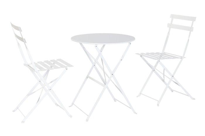 DKD Home Decor Mesa Terraza Y Jardin Blanco 60x60x71 cm Set de 3 Piezas