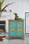Giner y Colomer Mueble de Madera de Mango Color Turquesa 2 Puertas Artisanal 77x65x33 cm