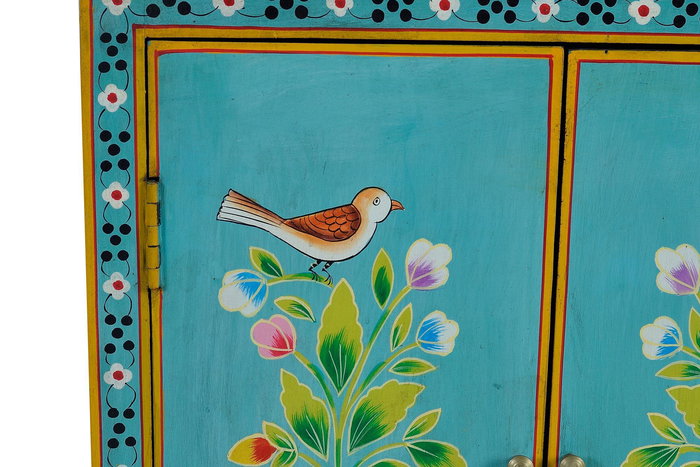 Giner y Colomer Mueble de Madera de Mango Color Turquesa 2 Puertas Artisanal 77x65x33 cm Giner y Colomer Mueble de Madera de Mango Color Turquesa 2 Puertas Artisanal 77x65x33 cm