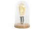 DKD Home Decor Lámpara Sobremesa Vintage Natural Cristal Bambú 13 x 22 x 13 cm