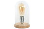 DKD Home Decor Lámpara Sobremesa Vintage Natural Cristal Bambú 13 x 22 x 13 cm