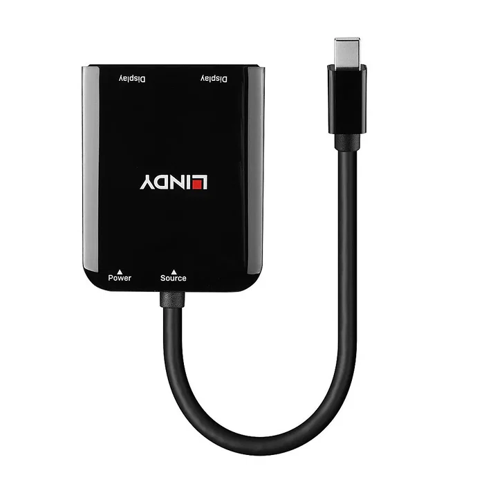 Lindy 38432 Hub Mini DisplayPort a 2 Puertos HDMI, Soporte 4K Ultra HD a 30 Hz, 21600 Mbit/s, Negro