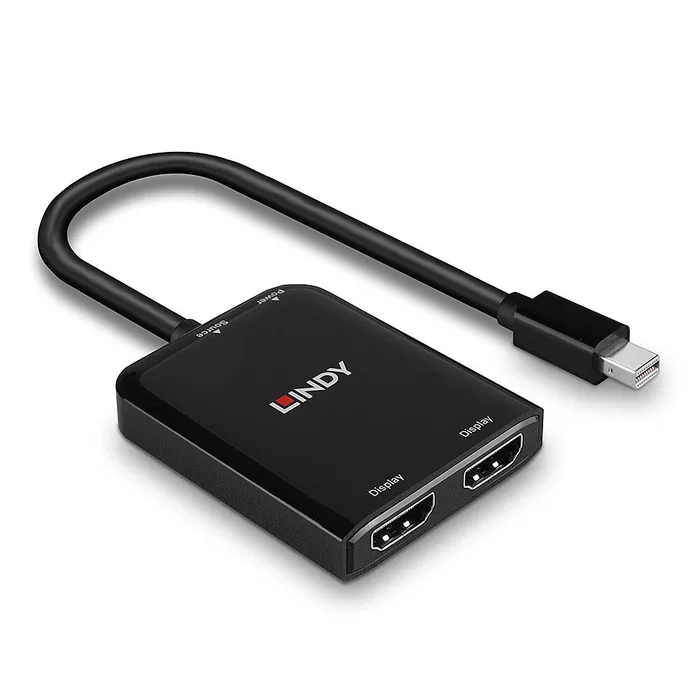 Lindy 38432 Hub Mini DisplayPort a 2 Puertos HDMI, Soporte 4K Ultra HD a 30 Hz, 21600 Mbit/s, Negro