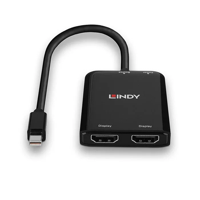 Lindy 38432 Hub Mini DisplayPort a 2 Puertos HDMI, Soporte 4K Ultra HD a 30 Hz, 21600 Mbit/s, Negro