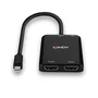 Lindy 38432 Hub Mini DisplayPort a 2 Puertos HDMI, Soporte 4K Ultra HD a 30 Hz, 21600 Mbit/s, Negro