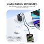Baseus E0121D00 Cargador de 67W con 3 puertos USB Tipo C y cable retráctil, Negro