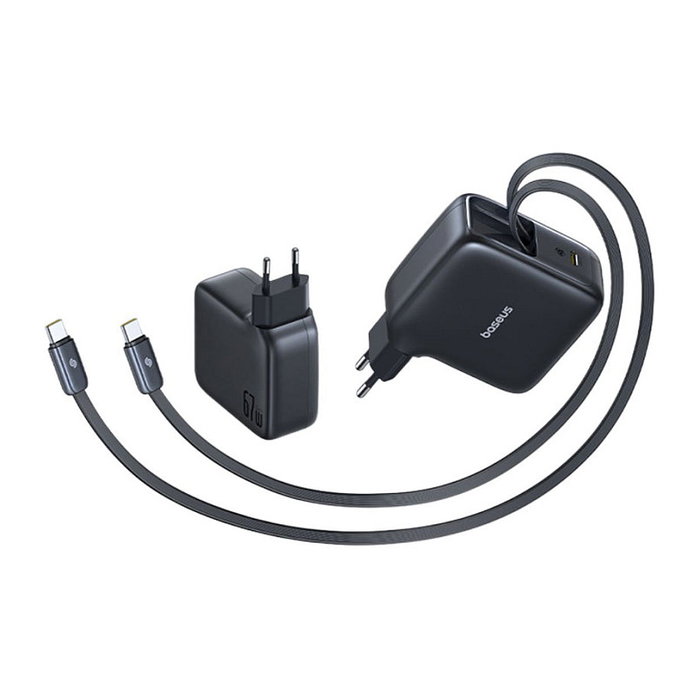 Baseus EnerCore CJ21 Cargador Retráctil 3C 67W EU Negro