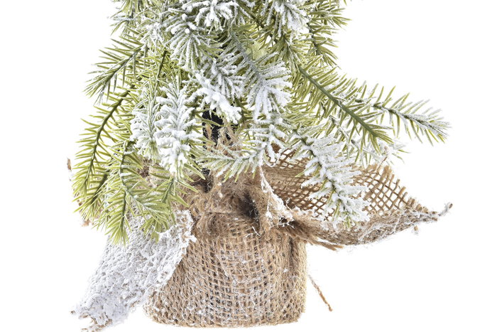 DKD Home Decor Árbol Navidad Tradicional PVC Verde Natural Blanco 15 x 30 x 15 cm (2 Unidades)