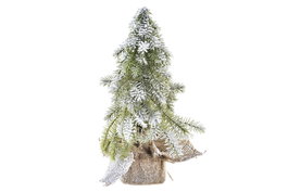 DKD Home Decor Árbol de Navidad Nevado Verde de 30 cm
