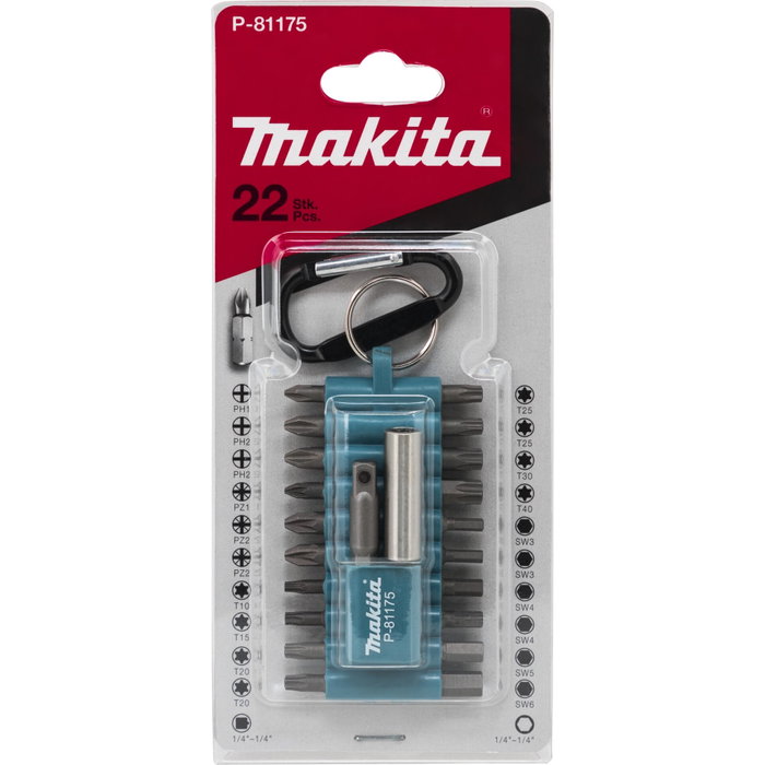 Makita P-81175 Bit-Box Juego de 22 puntas de destornillador