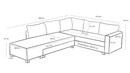 Atelier Del Sofa Aly Arzilla Left - Sofá Cama Esquinero Marrón 280x210x83 cm, Tamaño Cama 150x190 cm