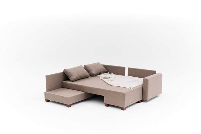 Atelier Del Sofa Aly Arzilla Left - Sofá Cama Esquinero Marrón 280x210x83 cm, Tamaño Cama 150x190 cm