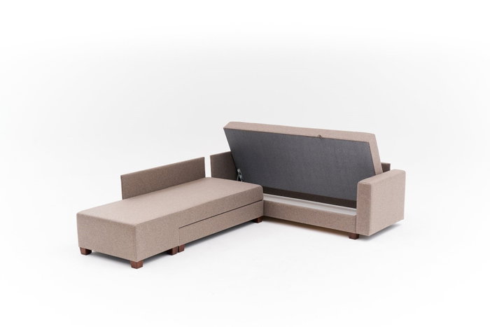 Atelier Del Sofa Aly Arzilla Left - Sofá Cama Esquinero Marrón 280x210x83 cm, Tamaño Cama 150x190 cm
