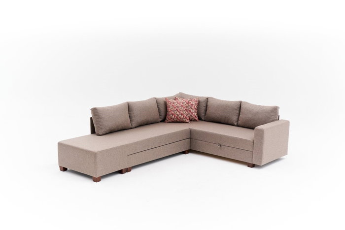 Atelier Del Sofa Aly Arzilla Left - Sofá Cama Esquinero Marrón 280x210x83 cm, Tamaño Cama 150x190 cm