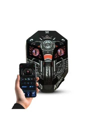 Woxter AC26 012 Mochila LED Knight Bike 20L Negro con Pantalla Personalizable por App, Impermeable, Compartimento para Casco y Portátil para Ciclistas