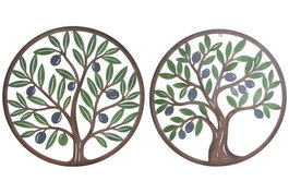 DKD Home Decor Decoración de pared de metal Olivo 60x60 cm