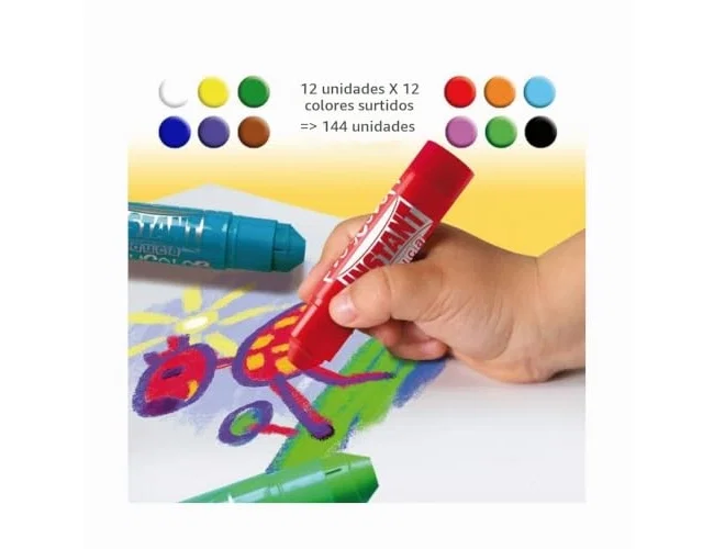 Instant Playcolor Témpera Sólida en Barra Escolar de 144 Unidades Surtidas