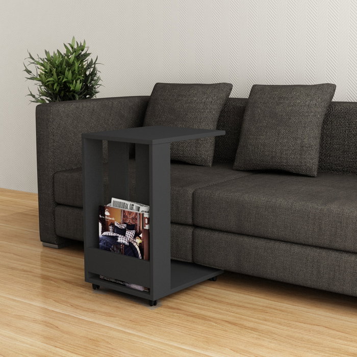 Hanah Home Edi Mesa Auxiliar, Color Antracita, 37x60x45 cm, Tablero de Partículas Recubierto de Melamina Hanah Home Edi Mesa Auxiliar, Color Antracita, 37x60x45 cm, Tablero de Partículas Recubierto de Melamina
