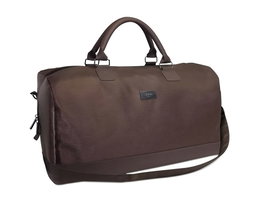 Duffle, Cuero sintético, Bolso de tela, Bolsa de fin de semana, Marrón oscuro, 50 x 18 x 31 cm