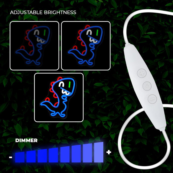Forever Jurassic Baby Dino Neon Plexi LED con Regulador de Intensidad (Dimmer) y Alimentación USB para Decoración de Pared
