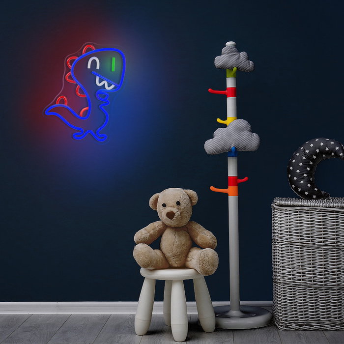 Forever Jurassic Baby Dino Neon Plexi LED con Regulador de Intensidad (Dimmer) y Alimentación USB para Decoración de Pared