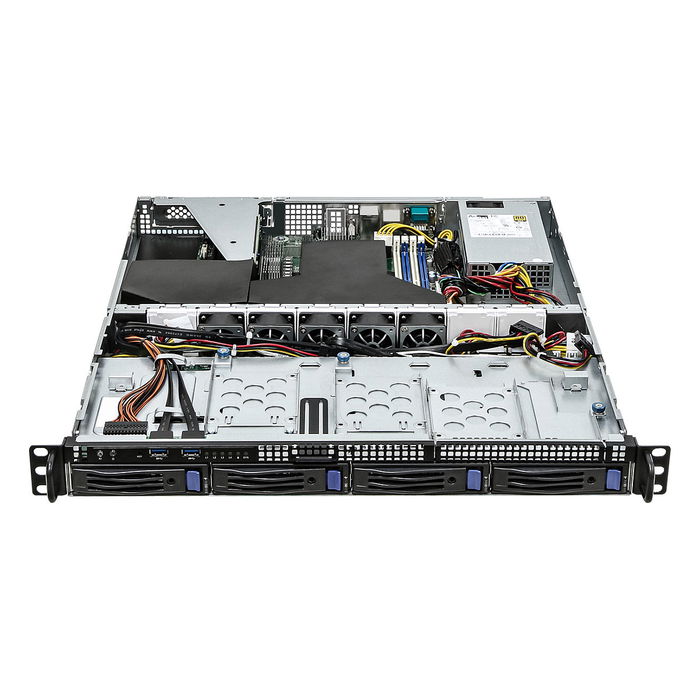 ASRock Barebone 1U4LW-X570 para servidor rack (1U) con socket AM4, chipset AMD X570, soporte para DDR4 ECC hasta 32 GB, 9 bahías hot-swap y fuente 400W 80 PLUS Gold