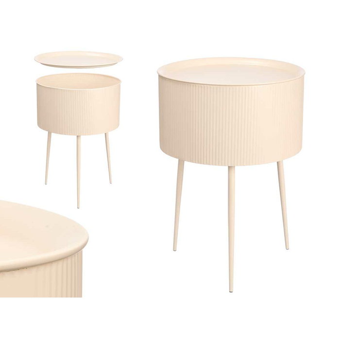 GIFTDECOR Mesa Auxiliar Redonda Base Beige