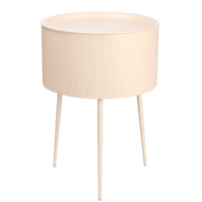 GIFTDECOR Mesa Auxiliar Redonda Base Beige